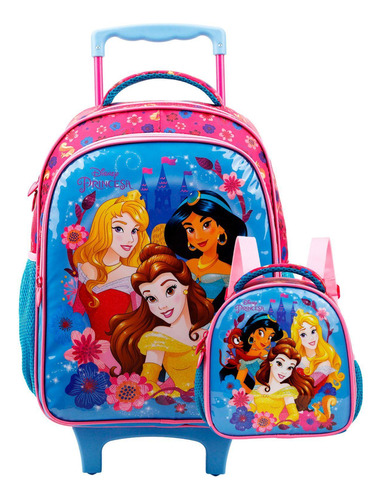 Kit Escolar Princesas Disney Mochila De Rodas G + Lancheira