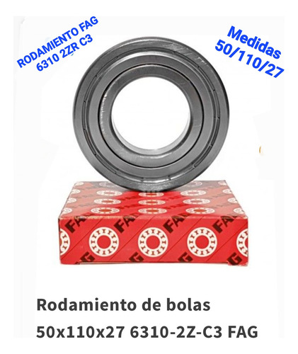 Rodamientos Fag 6310 2zr C3