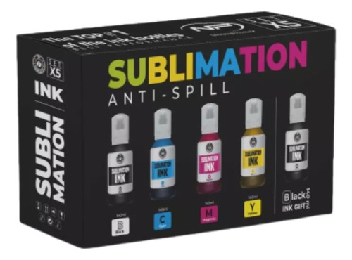 Kit X5 Tinta Antiderrame Sublimacion Impresora Epson 140ml