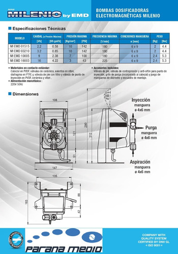 Kit Diafragma Dosivac Milenio 015-033-035-070-130