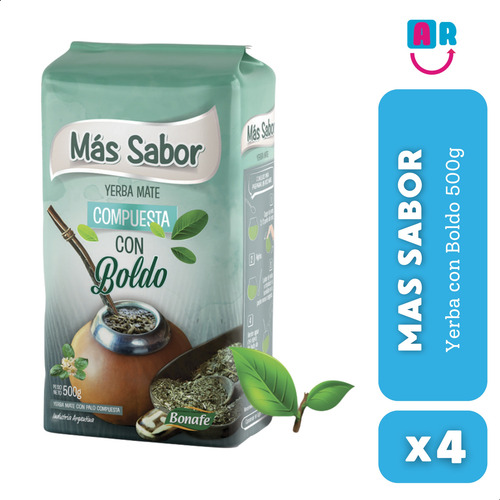 Yerba Mas Sabor Boldo 500g X4 Unidades