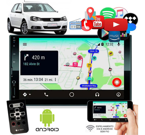 Multimídia Android Gps Wifi 7pol Vw Golf 1999 A 2011 2012