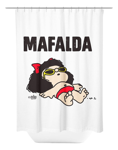 Cortina De Baño Mafalda Tela Antihongos Lavable Poliester