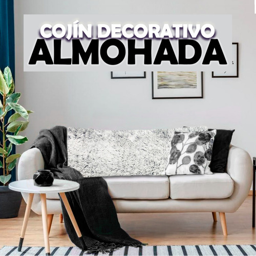 Almohada Cojín Decorativo Abrazable Pelo Largo Suave Esquima Gris Esquimal