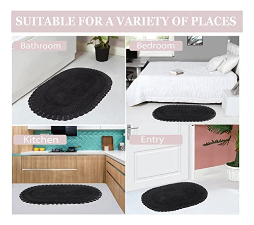Juego De Tapetes De Baño Reversibles De Algodón 100%