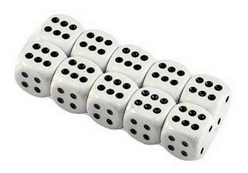 Dados Blancos 19 Mm Con Puntos Ng X 10 U. Ar1 Db10 Ellobo