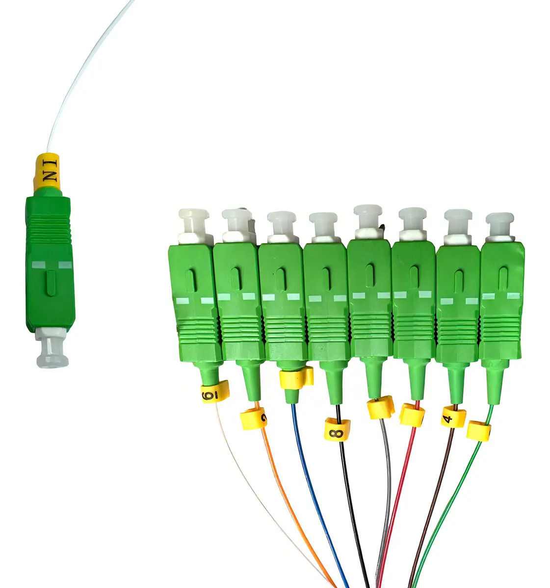 Kit C/10 Splitter Óptico 1x8 Conectorizado Sc Apc Balanceado