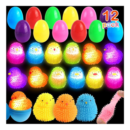 Paquete De 12 Huevos De Pascua Con Pelotas Puffer Led