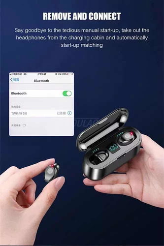 Imagen 6 de 8 de Auriculares Inalámbricos - Tws F9 Con Powerbank In-ear Carga