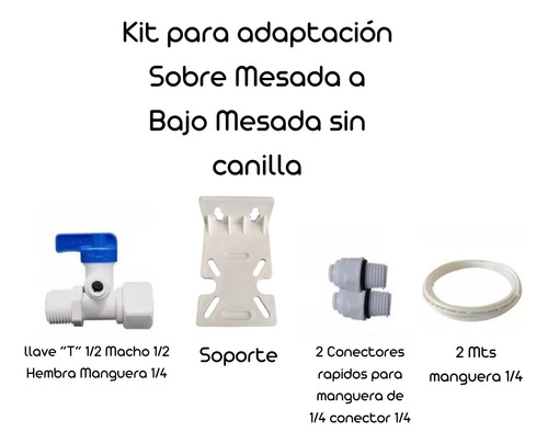 Kit Instalacion Sobre Mesada A Bajo Mesada Sin Canilla H2sur