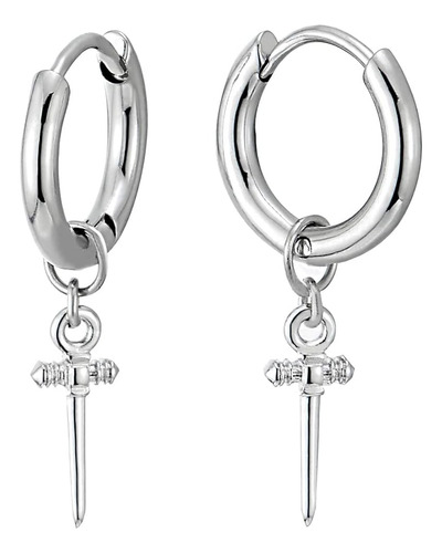 Pendientes De Aro Con Bisagras Y Bola Circular De Acero Inox