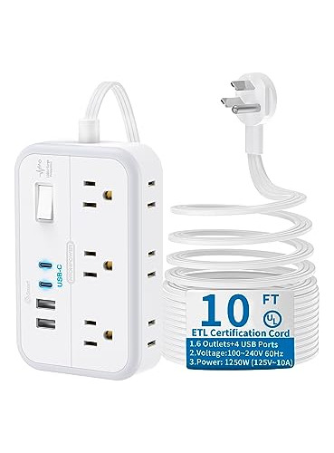 Ntonpower - Cable De Extensión Plano De 10 Pies, Protector D