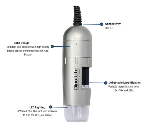 Microscopio Digital Dino-lite Am3111-0.3 Mp, 10x - 50x, 230x