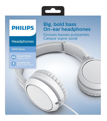 Imagen 4 de 4 de Auriculares On Ear Philips Con Micrófono (tah4105wt/00)