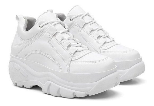 Tenis Feminino Buffalo Plataforma 6cm Branco Confortavel