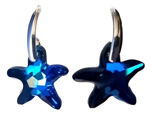 Aros Estrella De Mar Cristal De Swarovski Y Plata Fina 925