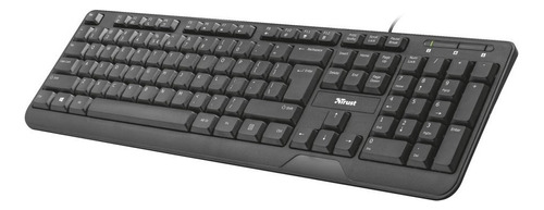 Teclado Alambrico Trust Ziva Multimedia Resistente A Derrame Color del teclado Negro