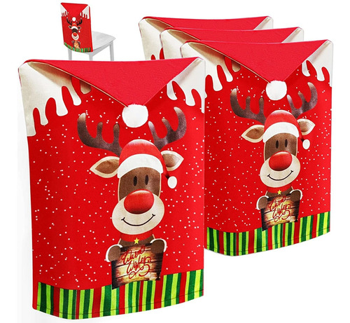 Juego De 4 Fundas Para Sillas Navideñas Para Decoraciã...