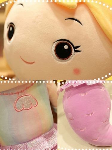 Almohada De Sirena Muñeca Princesa Peluche Juguete 50 Cm