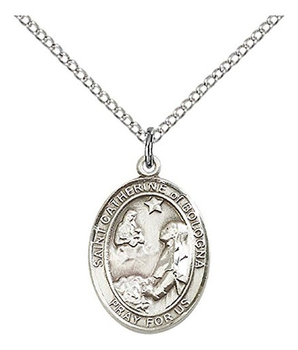 Plata Esterlina Santa Catalina De Bolonia Colgante Con 18  C