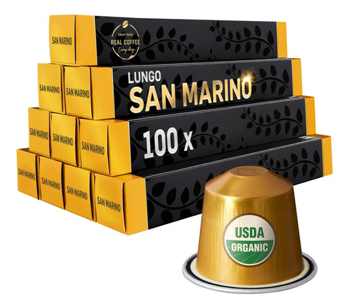 'san Marino' Lungo Italiano Organico Para Nespresso, 100 Cap