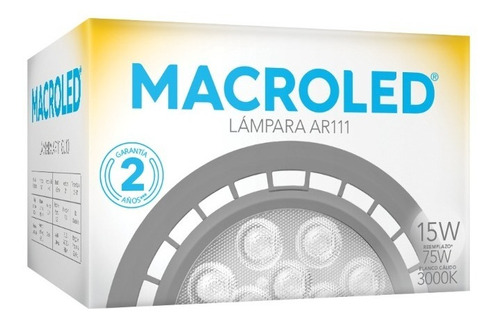 Lampara Led Macroled Ar111 Pvc 15w Gris Gu10 