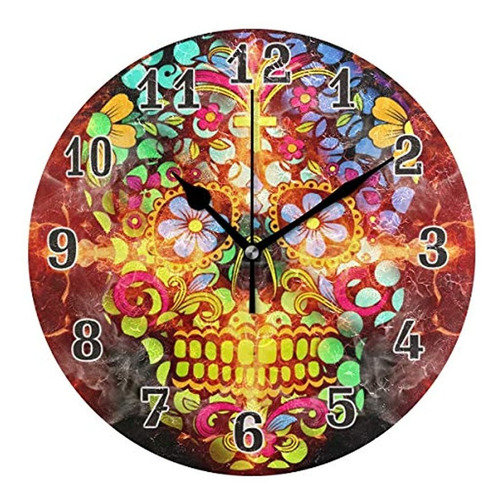 Mofeiyue - Reloj De Pared Con Diseño De Calavera De Azúcar M