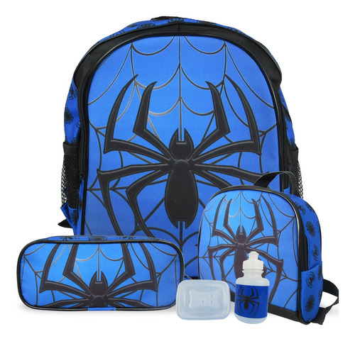 Kit Escolar Mochila Infantil De Costas Tam M Spider