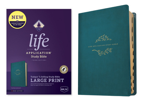 Nkjv Life Application Study Bible, Third Edition, Large Print Red Letter, Leatherlike, Teal Blue..., De Tyndale. Editorial Tyndale House Publ, Tapa Dura En Inglés