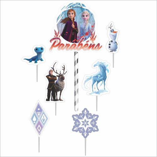 Topo - Topper - Decoração Bolo E V A - Festa Frozen Cor Decorado