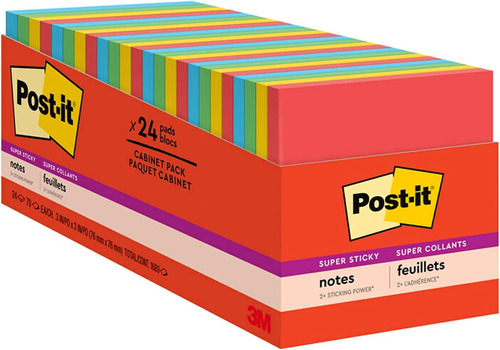 Notas Adhesivas Post-it, 3x3 In, 24 Blocs, 2 Packs
