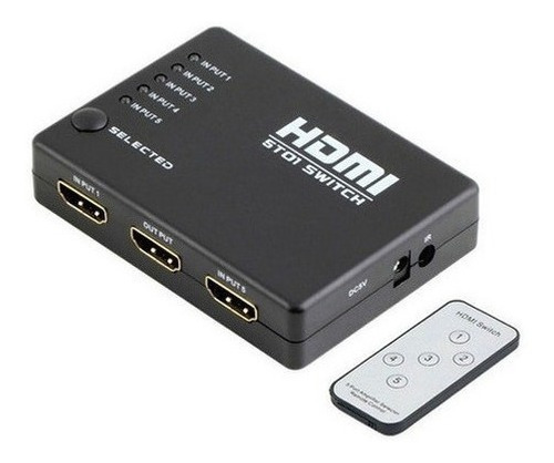 Adaptador divisor HDMI Hub Switch, control remoto de 5 puertos