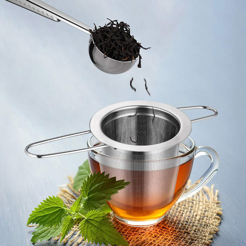 . Filtro De Té De Acero Inoxidable Con Tapa, Colador De Té