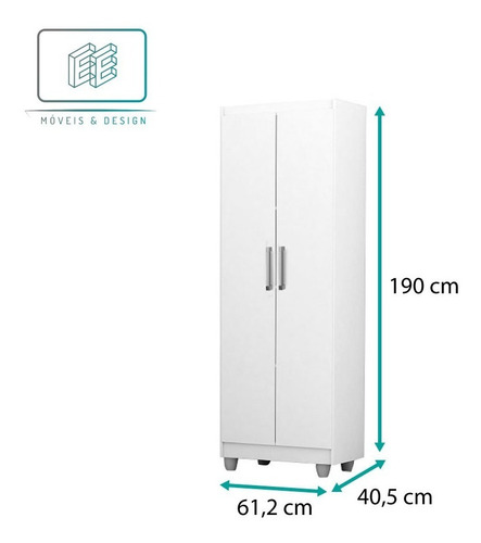 Imagem 4 de 6 de Kit 2 Armários Multiuso Sapateira Lavanderia Roma 2 Portas