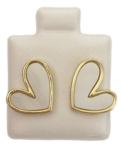 Aretes Corazones Concha Nacar Chapa De Oro 18k