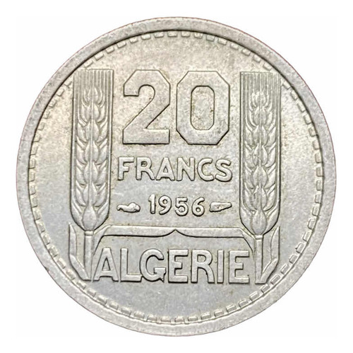 Moneda 20 Francos Argelia 1956 Km 91 Escasa Colonia Francesa
