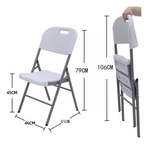 Silla Plegable Plástico Reforzado Eventos Fiestas 10piezas Color Blanco