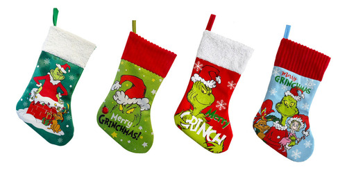 A Juego De Bolsas Regalo Con Calcetín Navideño Grinch 4 Pcs