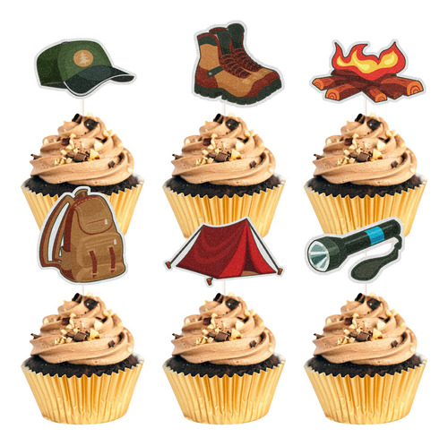 Mefeng 18 Pieza Decoracion Para Cupcake Coleccion Camping