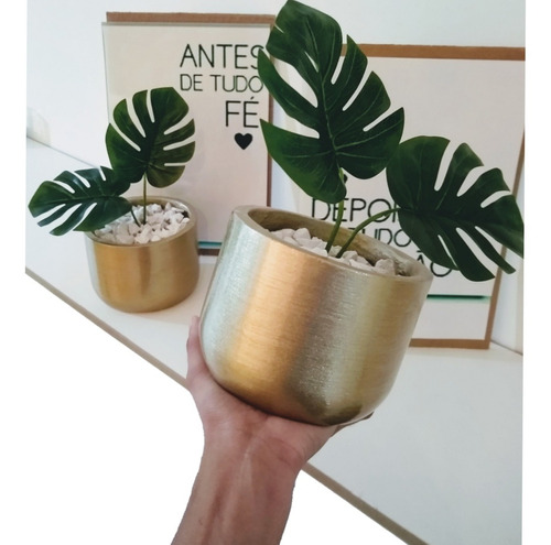 Vaso Decorativo Com Planta Artificial Costela De Adão 