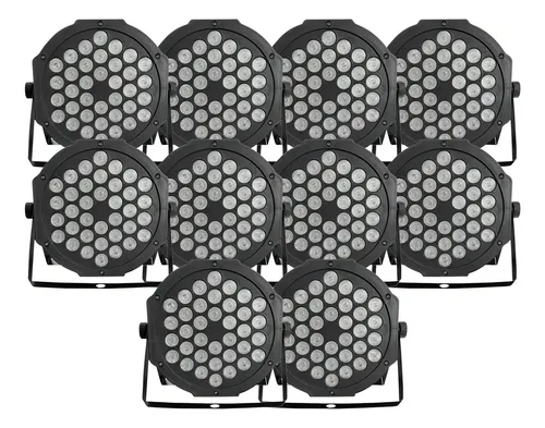 comprar Kit 10 Canhao Refletor Par 64 36 Leds Rgbw Slim Dmx Digital 110v 220v bivolt