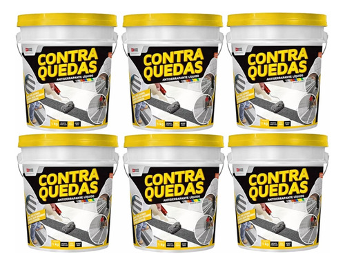 Kit 6 Antiderrapante Liquido Contra Quedas Fita Dry Cor 1kg Cor Cinza Médio