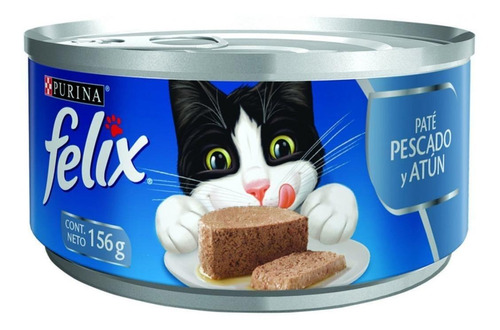 Imagen 1 de 1 de Alimento Felix Paté para gato adulto sabor pescado y atún en lata de 156g