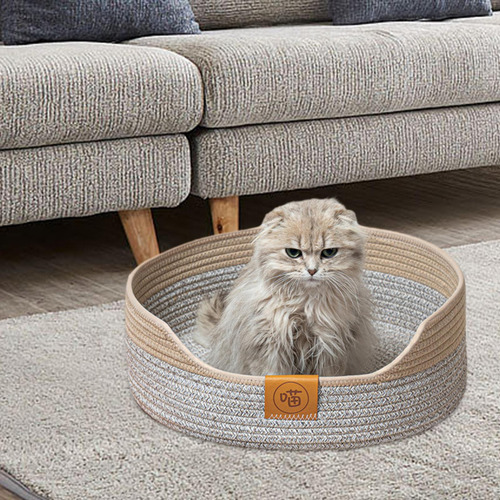 Cama Para Gatos Tejida Con Cuerda, Cesta, Nido, De Gris 40cm