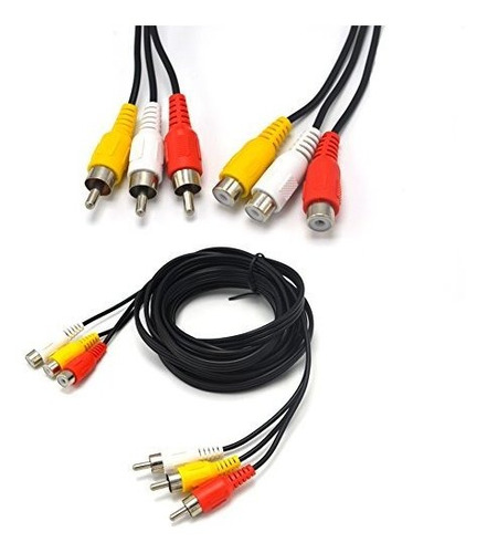 Cables Rca - 15 Pies 3 Rca Macho A Hembra De Audio Compuesto