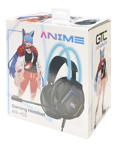 Imagen 9 de 9 de Auricular Gamer Con Mic Anime Negro H02 Rgb