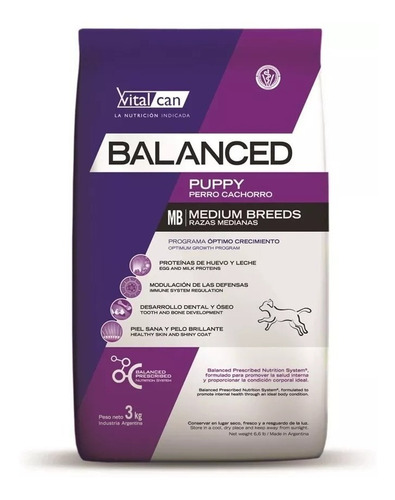 Vitalcan Balanced Puppy Medium  20kg Cachorro Envios Dogcity