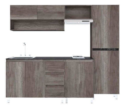Cocina Integral Premium Decomobil Con Campana Y Parrilla Color Lombardia - Mármol Negro