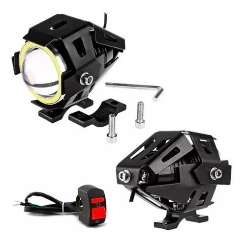 Imagem 4 de 5 de Par Farol Milha Led Moto U7 Angel Eyes Nevoeiro Universal