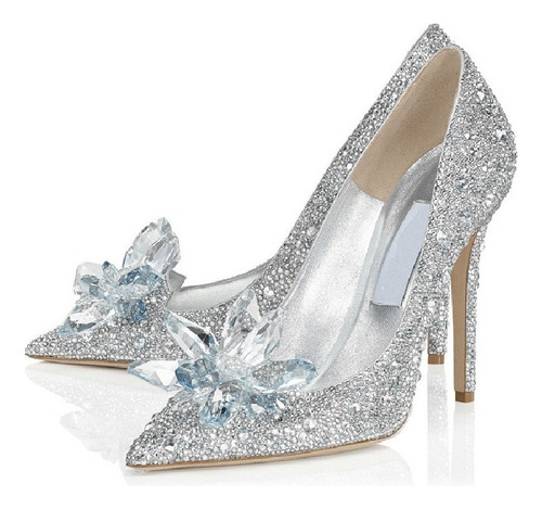 Zapatilla Cristal Tacón Alto Zapato Boda Diamante Imitac [u]